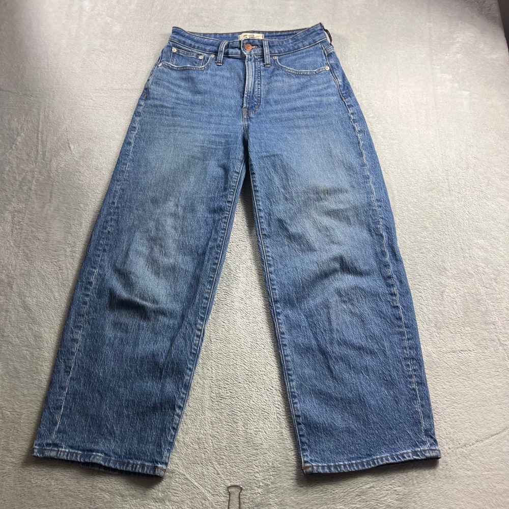 Madwell The Curvy Perfect Vintage Wide-Leg Crop Jeans Blue Denim Size 27